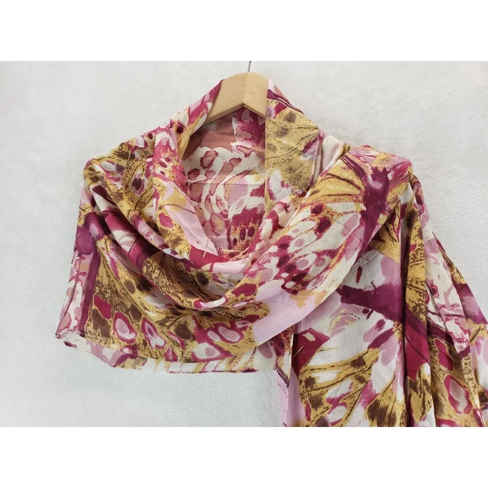 Pink Butterfly Watercolor Scarf by J Francis 70.5
